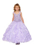 Bliss Little Girls Lilac 3D Stone Pearl Sweetheart Floral Cape Ball Gown 2-6 - SophiasStyle.com